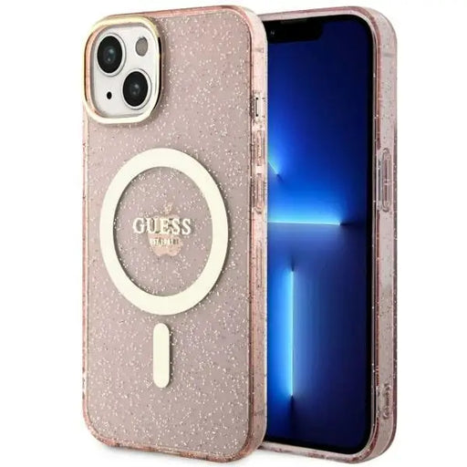 Guess GUHMP14MHCMCGP iPhone 14 Plus 6.7’’ pink/pink hardcase Glitter Gold MagSafe - Cell phone cases