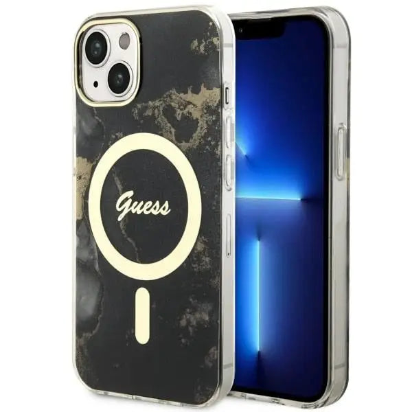Guess GUHMP14MHTMRSK iPhone 14 Plus 6.7’’ black/black hardcase Golden Marble MagSafe - Cell phone cases