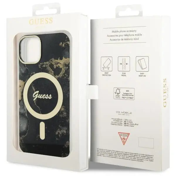 Guess GUHMP14MHTMRSK iPhone 14 Plus 6.7’’ black/black hardcase Golden Marble MagSafe - Cell phone cases