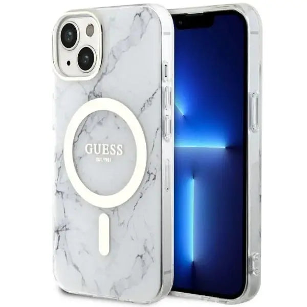 Guess GUHMP14MPCUMAH iPhone 14 Plus 6.7’’ white/white hardcase Marble MagSafe - Cell phone cases and covers<<<HurtelXML