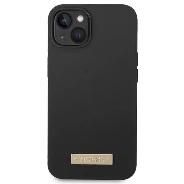Guess GUHMP14MSBPLK iPhone 14 Plus 6.7’’ black/black hard case Silicone Logo Plate MagSafe - Cell phone cases
