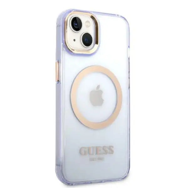 Guess GUHMP14SHTCMU iPhone 14 6.1’’ purple/purple hard case Gold Outline Translucent MagSafe - Cell phone cases