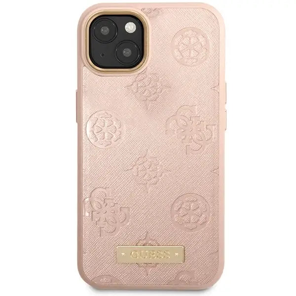 Guess GUHMP14SSAPSTP iPhone 14 6.1’’ pink/pink hardcase Peony Logo Plate MagSafe - Cell phone cases