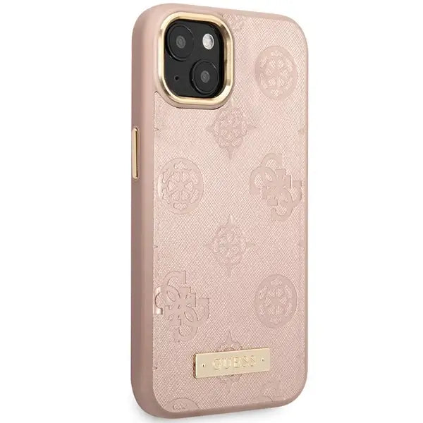 Guess GUHMP14SSAPSTP iPhone 14 6.1’’ pink/pink hardcase Peony Logo Plate MagSafe - Cell phone cases