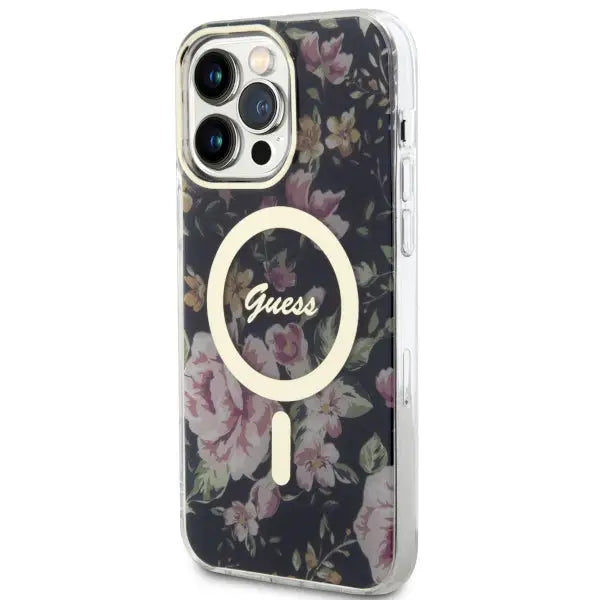 Guess GUHMP14XHCFWSK iPhone 14 Pro Max 6.7’’ black/black hardcase Flower MagSafe - Cell phone cases