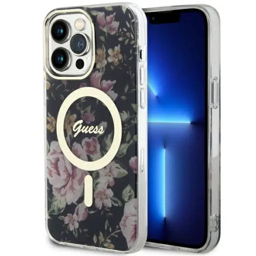 Guess GUHMP14XHCFWSK iPhone 14 Pro Max 6.7’’ black/black hardcase Flower MagSafe - Cell phone cases