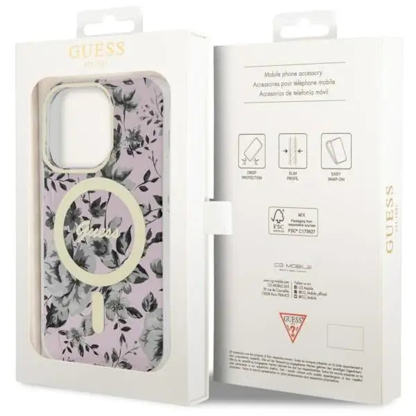 Guess GUHMP14XHCFWSP iPhone 14 Pro Max 6.7’’ pink/pink hardcase Flower MagSafe - Cell phone cases and covers<<<HurtelXML