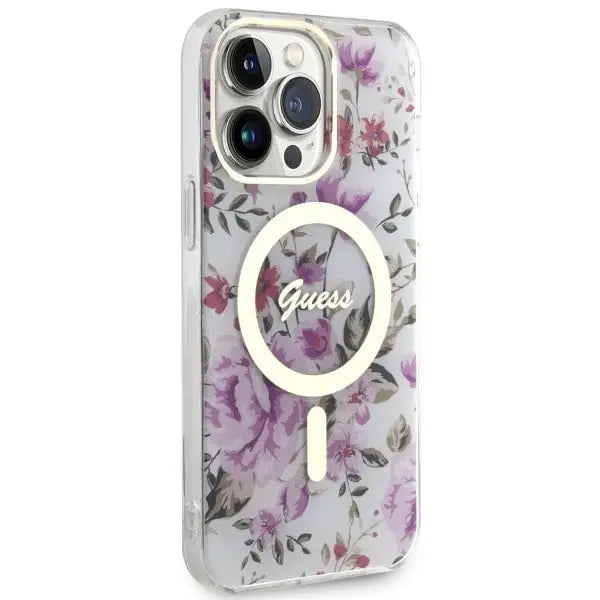 Guess GUHMP14XHCFWST iPhone 14 Pro Max 6.7’’ transparent hardcase Flower MagSafe - Cell phone cases