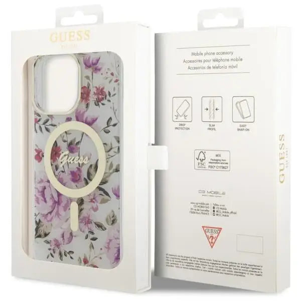 Guess GUHMP14XHCFWST iPhone 14 Pro Max 6.7’’ transparent hardcase Flower MagSafe - Cell phone cases