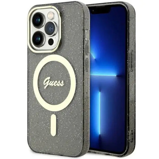 Guess GUHMP14XHCMCGK iPhone 14 Pro Max 6.7’’ black/black hardcase Glitter Gold MagSafe - Cell phone cases