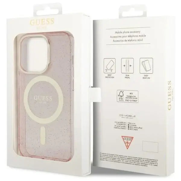 Guess GUHMP14XHCMCGP iPhone 14 Pro Max 6.7’’ pink/pink hardcase Glitter Gold MagSafe - Cell phone cases