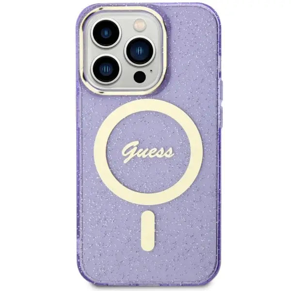 Guess GUHMP14XHCMCGU iPhone 14 Pro Max 6.7’’ purple/purple hardcase Glitter Gold MagSafe - Cell phone cases