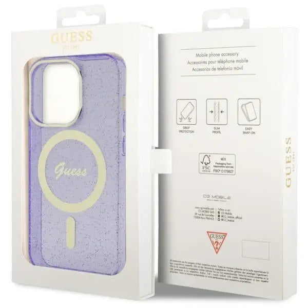 Guess GUHMP14XHCMCGU iPhone 14 Pro Max 6.7’’ purple/purple hardcase Glitter Gold MagSafe - Cell phone cases