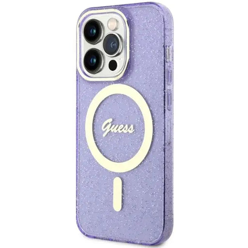 Guess GUHMP14XHCMCGU iPhone 14 Pro Max 6.7’’ purple/purple hardcase Glitter Gold MagSafe - Cell phone cases