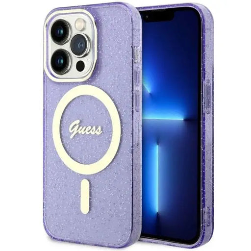 Guess GUHMP14XHCMCGU iPhone 14 Pro Max 6.7’’ purple/purple hardcase Glitter Gold MagSafe - Cell phone cases