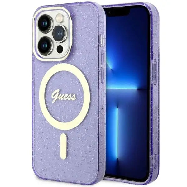 Guess GUHMP14XHCMCGU iPhone 14 Pro Max 6.7’’ purple/purple hardcase Glitter Gold MagSafe - Cell phone cases
