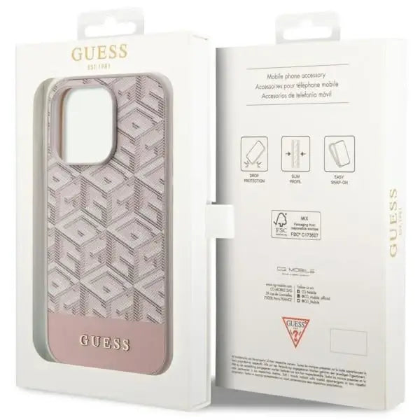Guess GUHMP14XHGCFSEP iPhone 14 Pro Max 6.7’’ pink/pink hard case GCube Stripes MagSafe - Cell phone cases