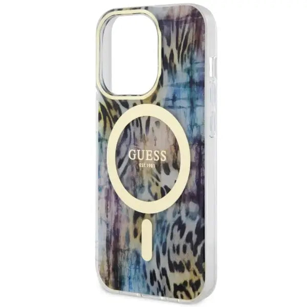 Guess GUHMP14XHLEOPWB iPhone 14 Pro Max 6.7’’ blue/blue hardcase Leopard MagSafe - Cell phone cases