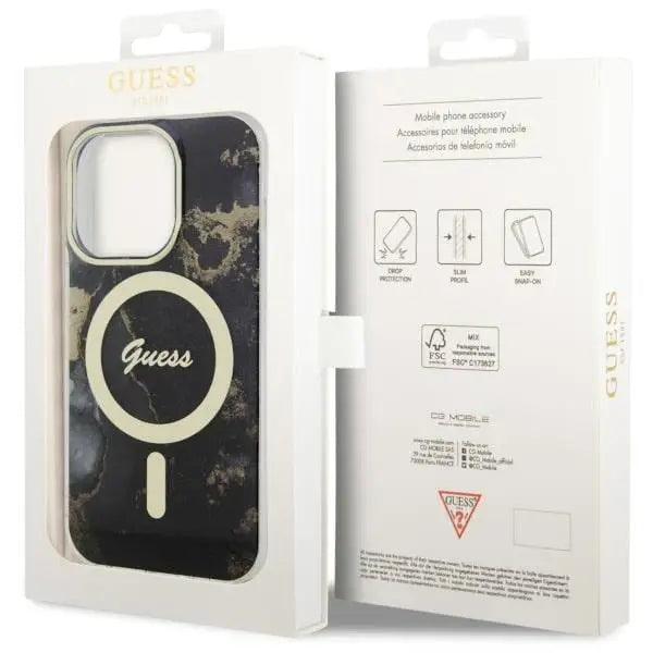 Guess GUHMP14XHTMRSK iPhone 14 Pro Max 6.7’’ black/black hardcase Golden Marble MagSafe - Cell phone cases