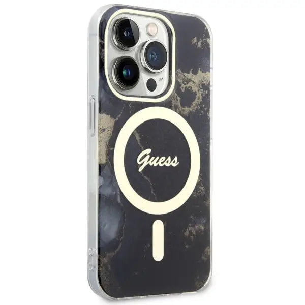 Guess GUHMP14XHTMRSK iPhone 14 Pro Max 6.7’’ black/black hardcase Golden Marble MagSafe - Cell phone cases