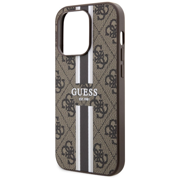 Guess GUHMP14XP4RPSW iPhone 14 Pro Max 6.7’’ brown/brown hardcase 4G Printed Stripes MagSafe - Cell phone cases