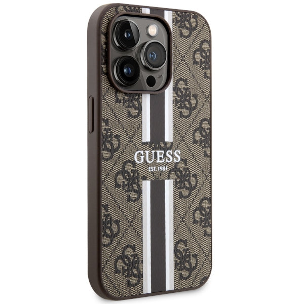 Guess GUHMP14XP4RPSW iPhone 14 Pro Max 6.7’’ brown/brown hardcase 4G Printed Stripes MagSafe - Cell phone cases
