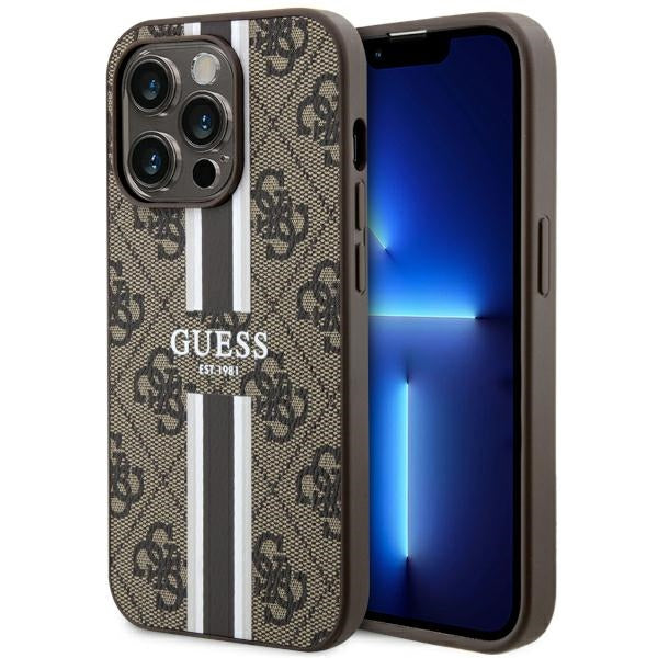 Guess GUHMP14XP4RPSW iPhone 14 Pro Max 6.7’’ brown/brown hardcase 4G Printed Stripes MagSafe - Cell phone cases