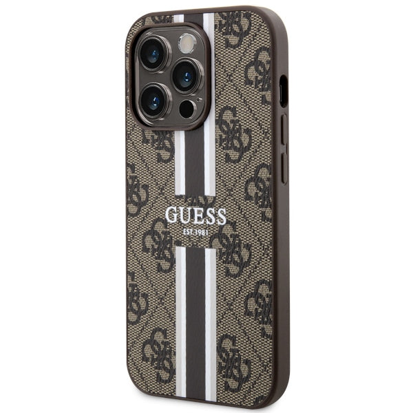 Guess GUHMP14XP4RPSW iPhone 14 Pro Max 6.7’’ brown/brown hardcase 4G Printed Stripes MagSafe - Cell phone cases