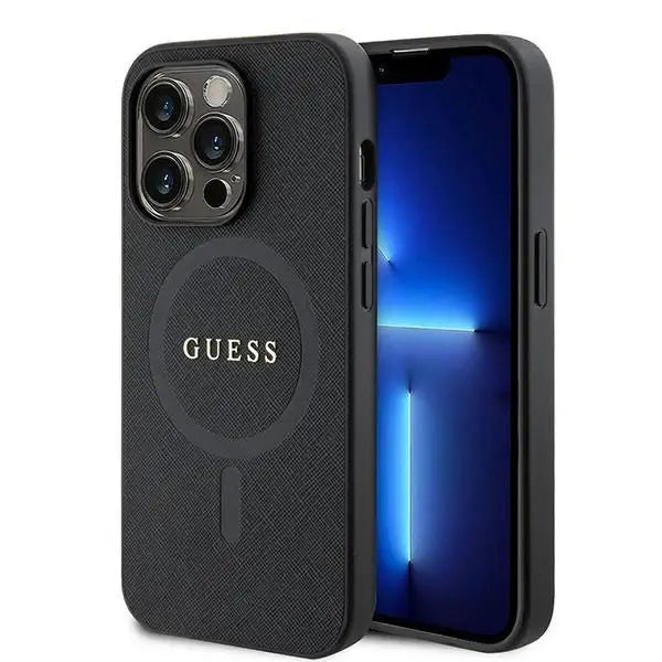 Guess GUHMP15LPSAHMCK iPhone 15 Pro 6.1’’ black/black hardcase Saffiano MagSafe - Cell phone cases