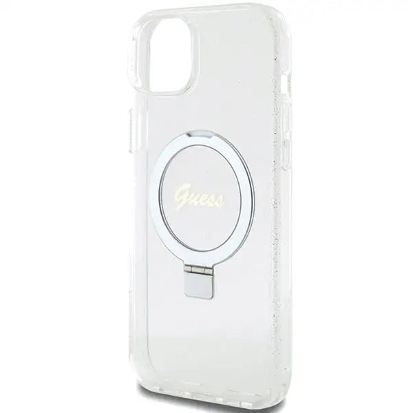 Guess GUHMP15MHRSGSD iPhone 15 Plus / 14 Plus 6.7’’ transparent/transparent hardcase Ring Stand Script Glitter MagSafe