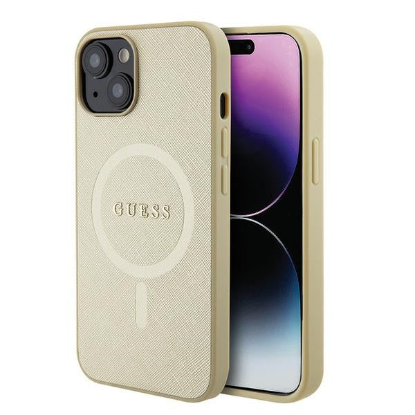 Guess GUHMP15SPSAHMCB iPhone 15 6.1’’ gold/gold hardcase Saffiano MagSafe - Cell phone cases and covers<<<HurtelXML