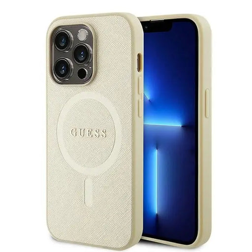 Guess GUHMP15XPSAHMCB iPhone 15 Pro Max 6.7’’ gold/gold hardcase Saffiano MagSafe - Cell phone cases