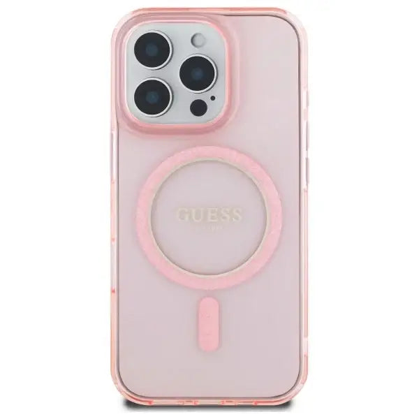 Guess GUHMP16LHFGEREP iPhone 16 Pro 6.3’’ pink/pink hardcase IML Glitter Circle MagSafe - Cell phone cases