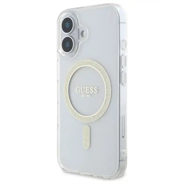Guess GUHMP16MHFGERET iPhone 16 Plus 6.7’’ transparent hardcase IML Glitter Circle MagSafe - Cell phone cases