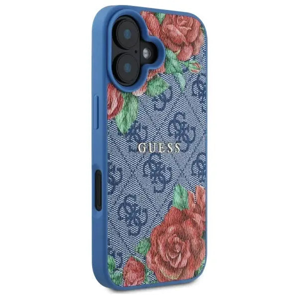 Guess GUHMP16SP4ROPEMCB iPhone 16 6.1’’ blue/blue hardcase 4G Flowers Print MagSafe - Cell phone cases