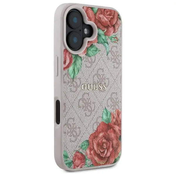 Guess GUHMP16SP4ROPEMCP iPhone 16 6.1’’ pink/pink hardcase 4G Flowers Print MagSafe - Cell phone cases