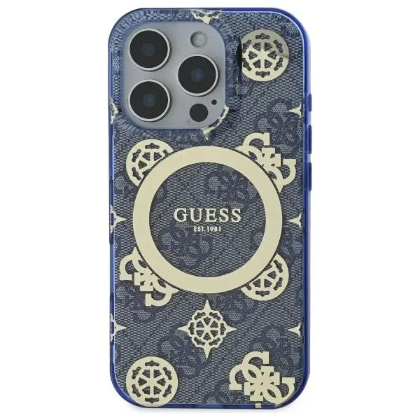 Guess GUHMP16XH4PYEEB iPhone 16 Pro Max 6.9’’ blue/blue hardcase IML Peony On 4G Background MagSafe - Cell phone cases