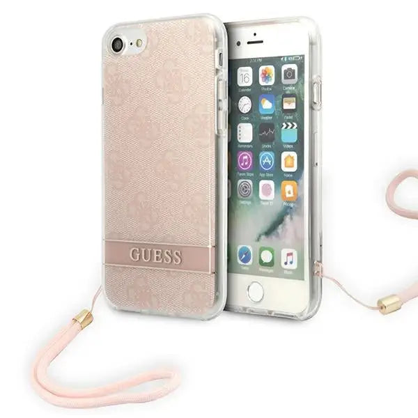Guess GUOHCI8H4STP iPhone SE 2022 / SE 2020 / 7/ 8 pink/pink hardcase 4G Print Strap - Cell phone cases