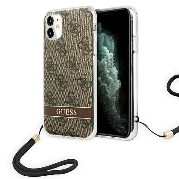 Guess GUOHCN61H4STW iPhone 11 brown/brown hardcase 4G Print Strap - Cell phone cases and covers<<<HurtelXML