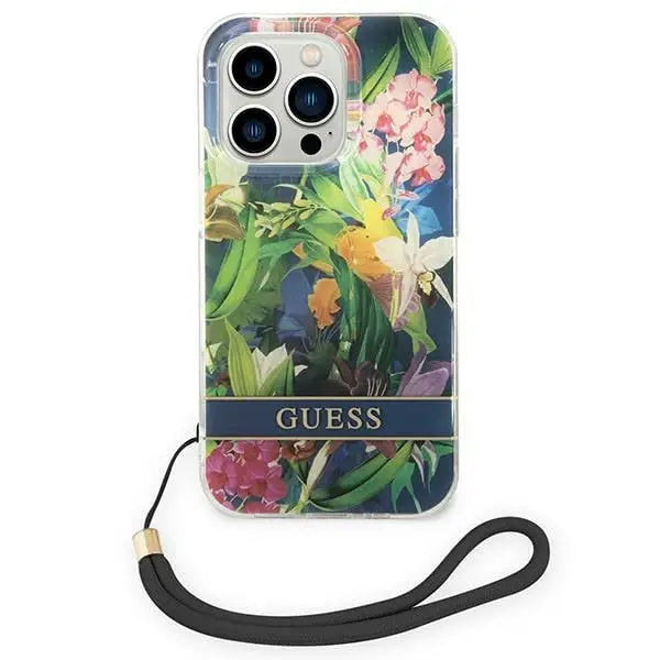 Guess GUOHCP14LHFLSB iPhone 14 Pro 6.1 ’blue / blue hardcase Flower Strap - Cell phone cases and covers<<<HurtelXML