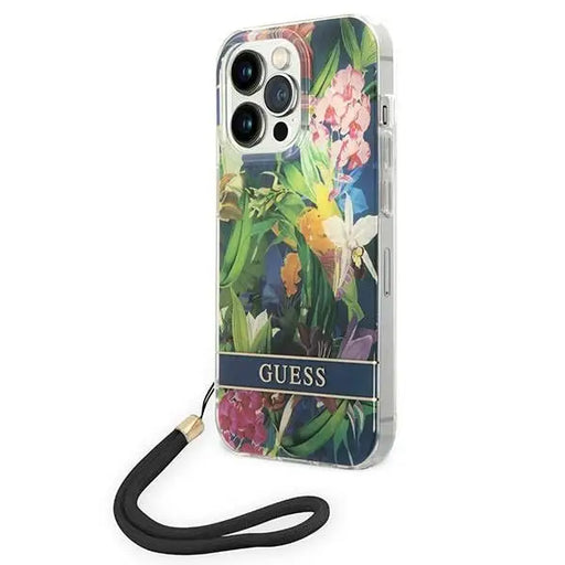 Guess GUOHCP14XHFLSB iPhone 14 Pro Max 6.7 ’blue / blue hardcase Flower Strap - Cell phone cases and covers<<<HurtelXML