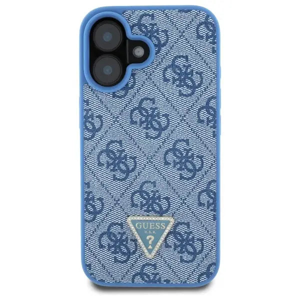 Guess Hardcase Leather 4G Triangle Strass MagSafe Case for iPhone 16 - Blue - Cell phone cases and covers<<<HurtelXML