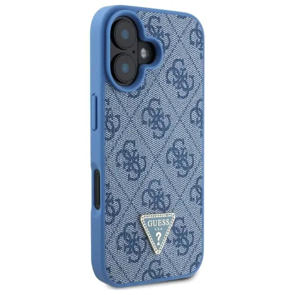 Guess Hardcase Leather 4G Triangle Strass MagSafe Case for iPhone 16 - Blue - Cell phone cases and covers<<<HurtelXML