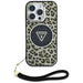 Guess HC IML Leopard Triangle Cord Strap MagSafe Case for iPhone 16 Pro Max - Brown - Cell phone cases