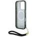 Guess HC IML Leopard Triangle Cord Strap MagSafe Case for iPhone 16 Pro Max - Black - Cell phone cases