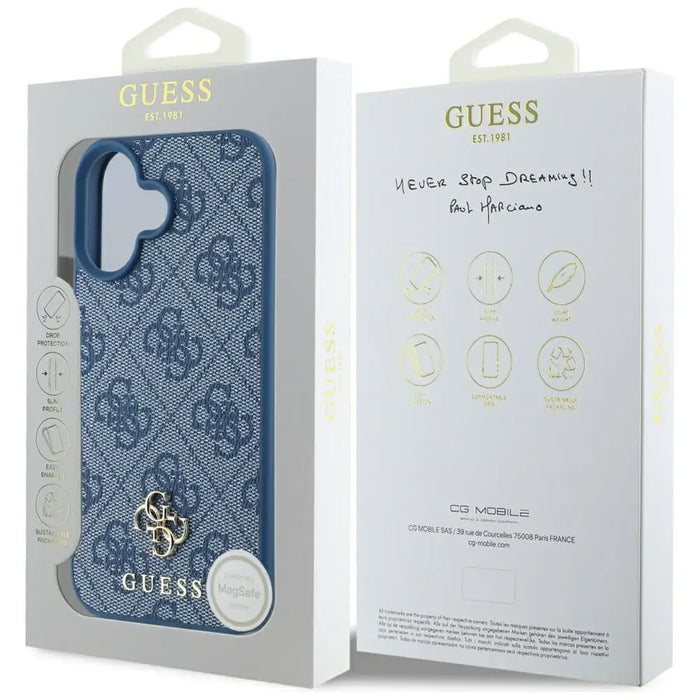 Guess HC PU 4G Small 4G and Classic Case for iPhone 16 MagSafe - Blue - Cell phone cases and covers<<<HurtelXML