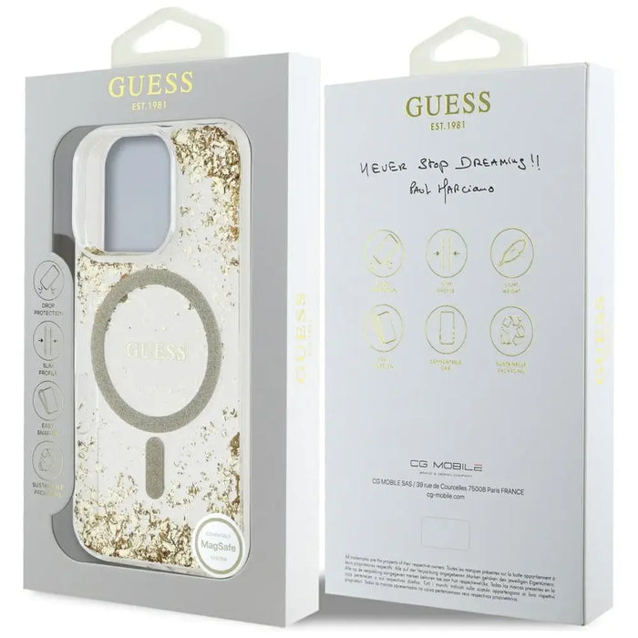 Guess HC Resin Bottom Glitter MagSafe case for iPhone 16 Pro Max - gold - Cell phone cases and covers<<<HurtelXML