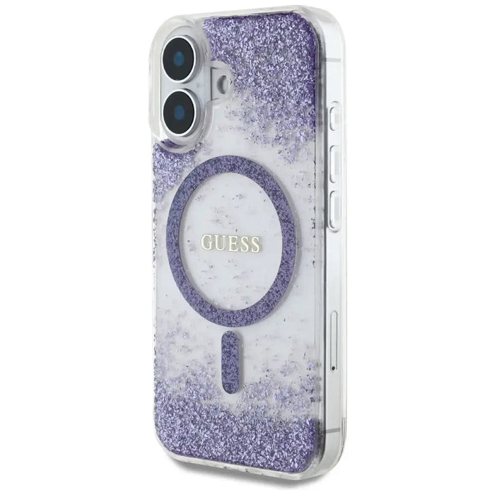 Guess HC Resin Bottom Glitter MagSafe case for iPhone 16 - purple - Cell phone cases and covers<<<HurtelXML