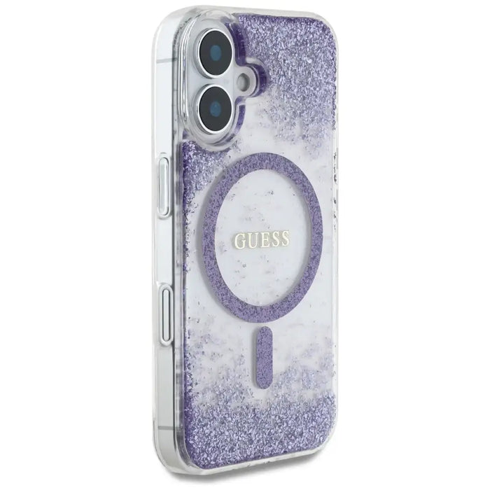 Guess HC Resin Bottom Glitter MagSafe case for iPhone 16 - purple - Cell phone cases and covers<<<HurtelXML