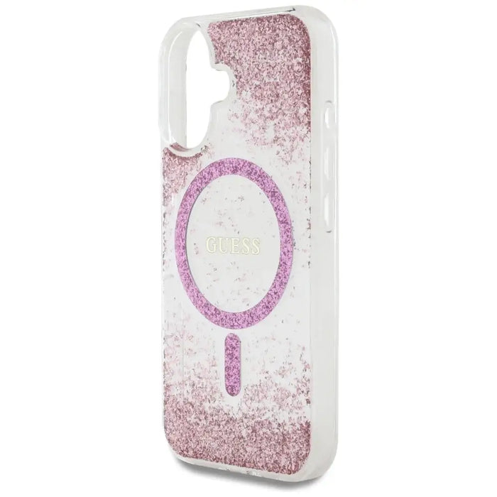 Guess HC Resin Bottom Glitter MagSafe iPhone 16 Case - Pink - Cell phone cases and covers<<<HurtelXML